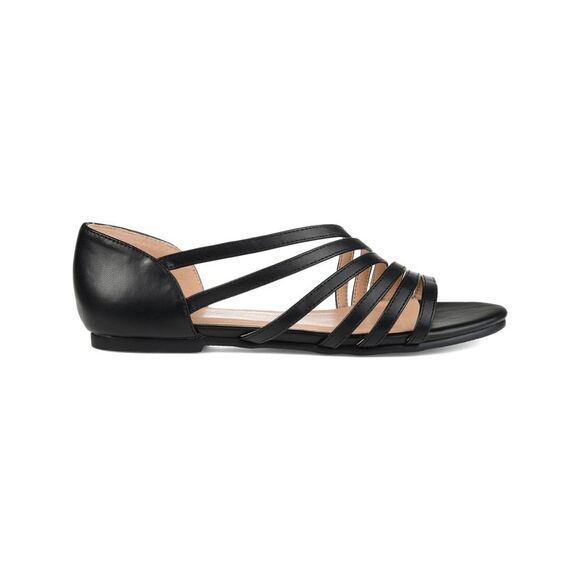 JOURNEE COLLECTION Womens Black D'orsay Divina Round Toe Slip On Sandals Shoes 9 - Picture 1 of 4